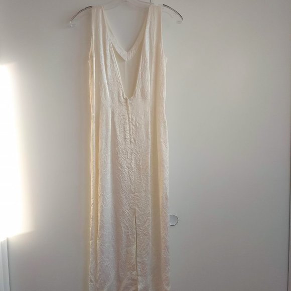 vintage 80s crinkle shiny body con sleeveless maxi party dress - Picture 2 of 12